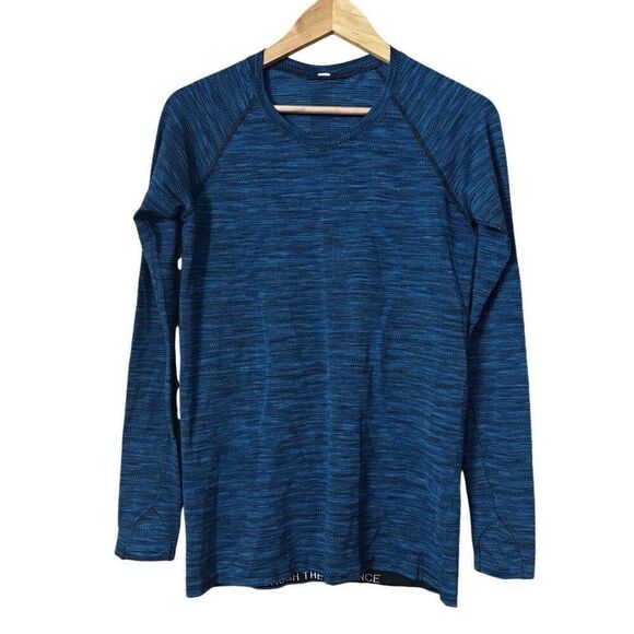 LULULEMON Swiftly Tech Long Sleeve Top Crew Running Heathered Blue size 10 - Picture 1 of 11